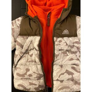 SNOZU Two-in-One Hooded Cold Weather Jacket Toddler 2T Fleece Lined Coat Camping